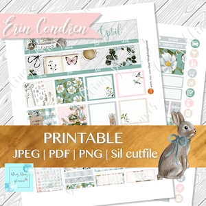 APRIL MONTHLY VIEW Printable , April planner sticker kits, Easter Printable Planner Stickers, monthly view sticker, Erin condren April view