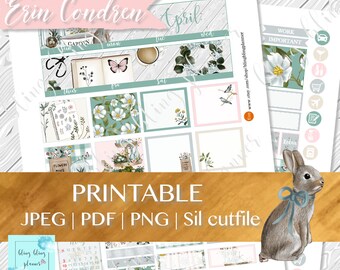 APRIL MONTHLY VIEW Printable , April planner sticker kits, Easter Printable Planner Stickers, monthly view sticker, Erin condren April view