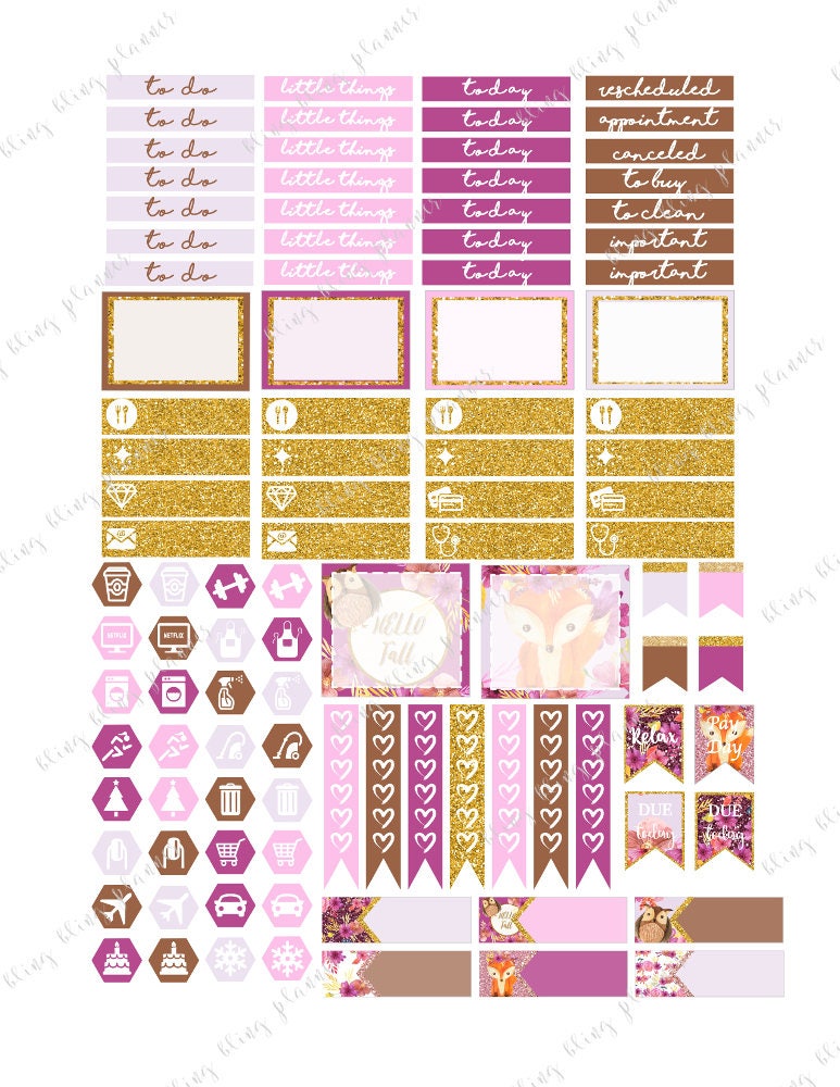 FOX PLANNER STICKERS Fall Printable Weekly Kit Autumn - Etsy