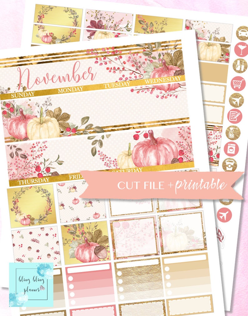 NOVEMBER MONTHLY KIT Printable, Monthly Planner Kit, Thanksgiving ...