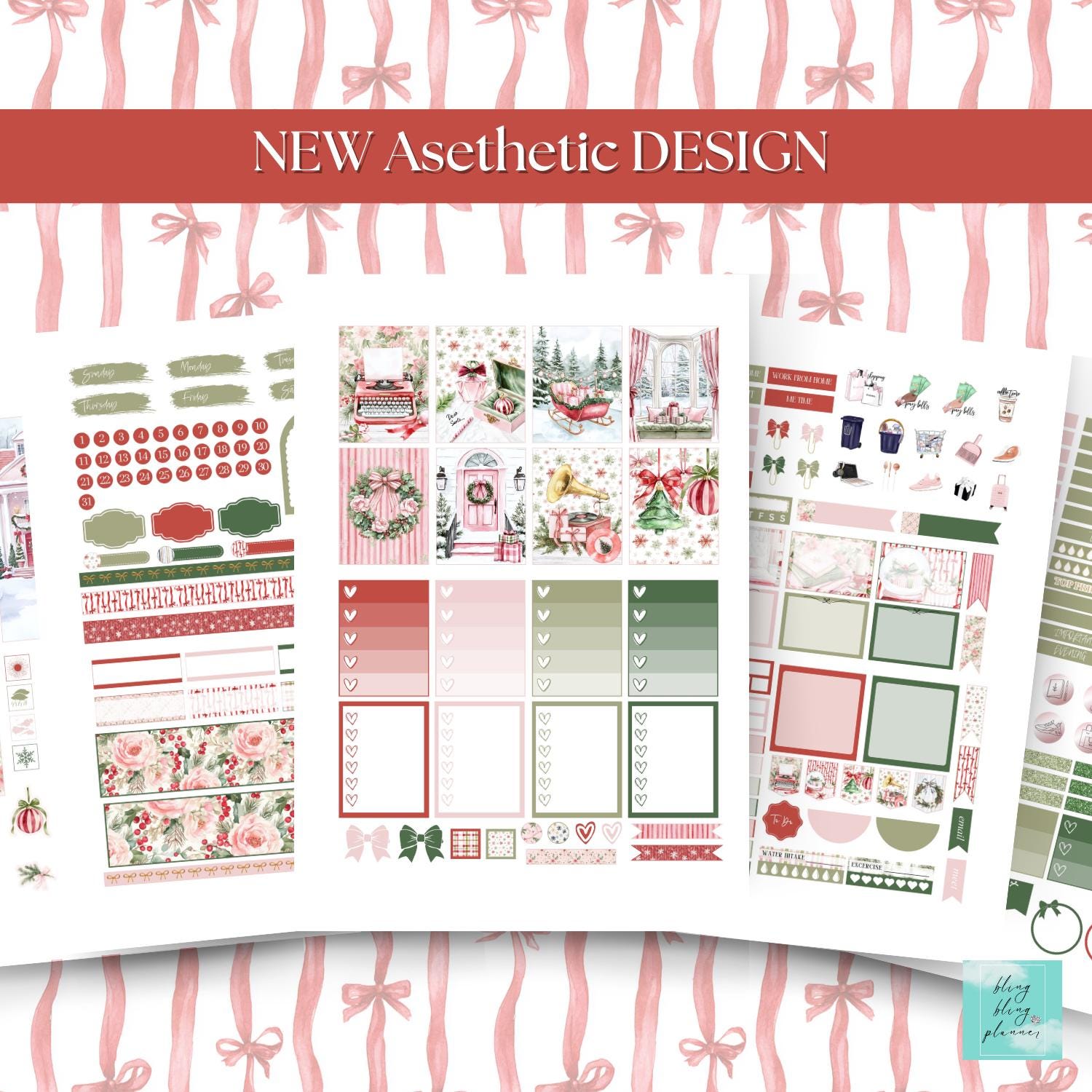 CHRISTMAS PRINTABLE Planner Stickers, Holiday Erin Condren Stickers ...