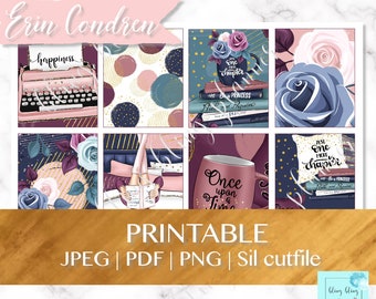 PRINTABLE PLANNER Sticker KIT, Bookworm Printable Planner stickers, printable erin condren kit, home printable stickers, digital stickers