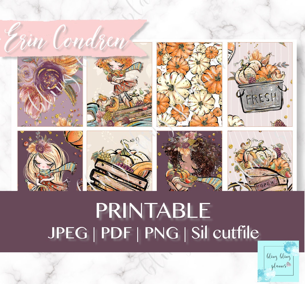 FALL Printable Erin Condren Sticker Cute Fall Printable - Etsy