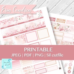 APRIL PRINTABLE MONTHLY Sticker, Blosoom planner sticker kit, April Printable Planner kit, monthly view stickers, Erin condren April sticker