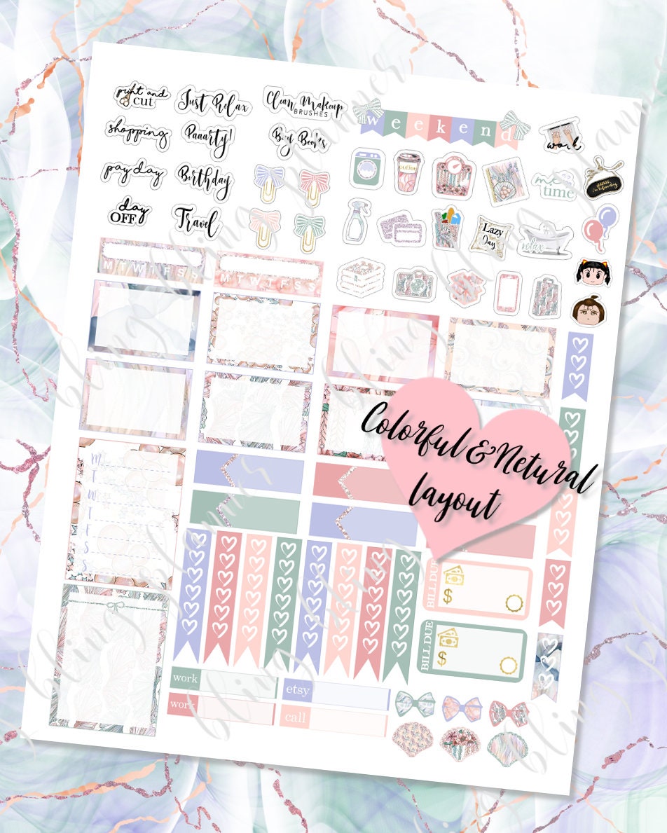 MERMAID HAPPY PLANNER printable happy planner stickers kits | Etsy