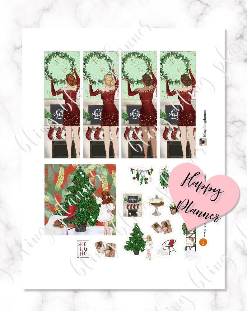HAPPY PLANNER Christmas STICKER, happy planner printable, Happy Planner Holiday kit, Printable Christmas weekly, printable Christmas sticker image 3