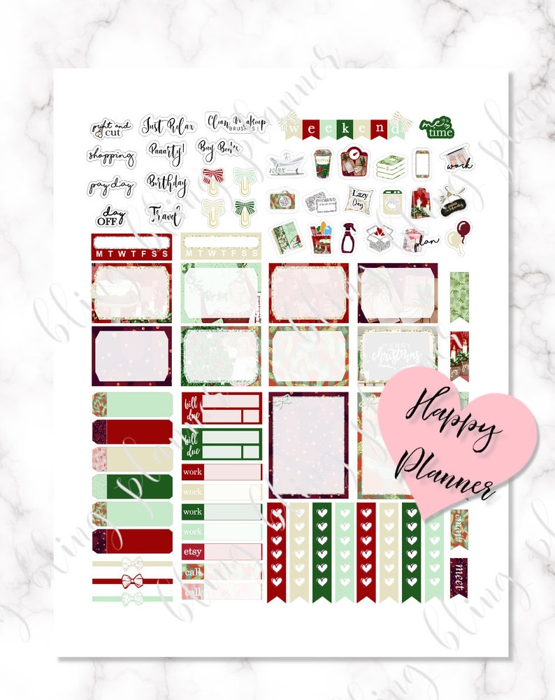 HAPPY PLANNER Christmas STICKER, happy planner printable, Happy Planner Holiday kit, Printable Christmas weekly, printable Christmas sticker image 5