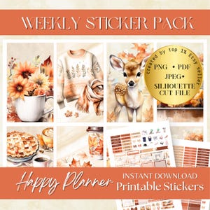 Klassischer HAPPY PLANNER Herbst Aufkleber, Thanksgiving Aufkleber, HP Weekly Sticker Kit, Journaling Sticker, Circut File, November Weekly Sticker