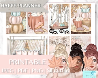 HAPPY PLANNER Fall PRINTABLE Sticker, fall printable sticker kit, Happy Planner autumn sticker, printable weekly kit, happy planner fall kit