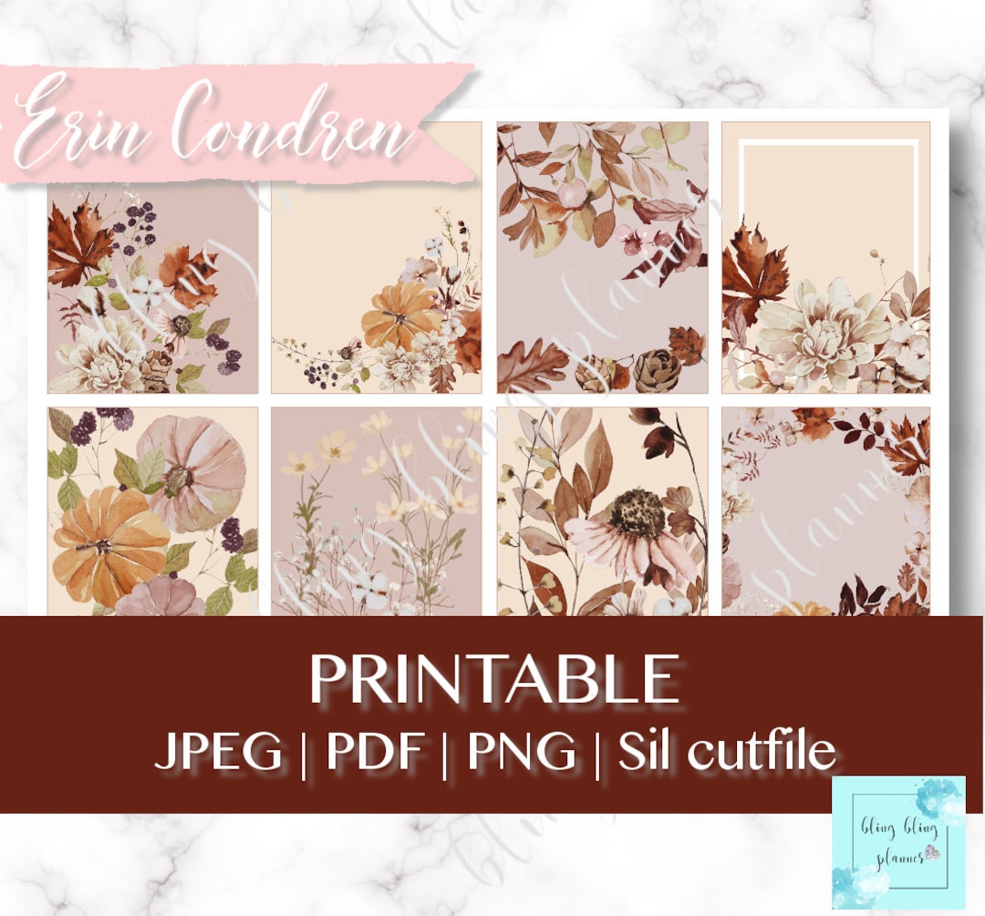 FALL FLORAL PRINTABLE Planner Sticker, Fall Flower Printable Weekly Kit ...
