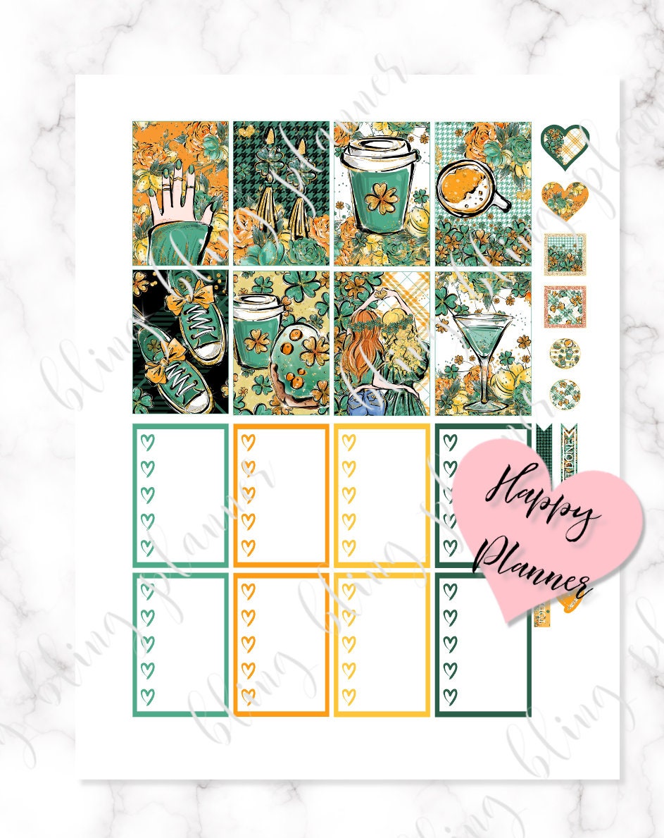HAPPY PLANNER Printable Planner Stickers St Patrick Planner | Etsy