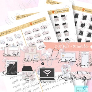 BILLS PRINTABLE Aufkleber, druckbare Rechnungen Aufkleber, Wasserrechnung Aufkleber, Strom Aufkleber, Kreditkarten Aufkleber, Internet Aufkleber, Telefon