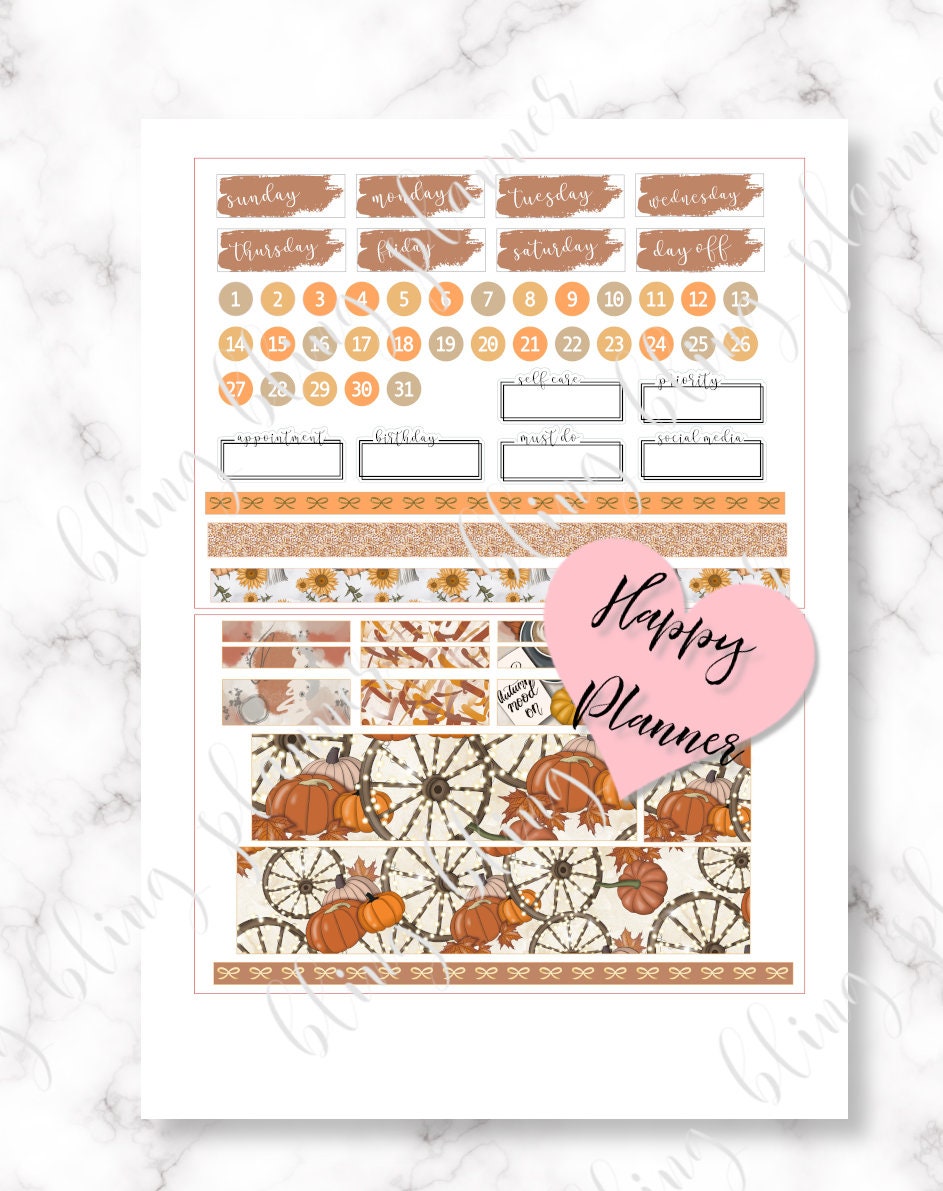 PRINTABLE FALL Happy PLANNER Sticker, Autumn Happy Planner Sticker ...