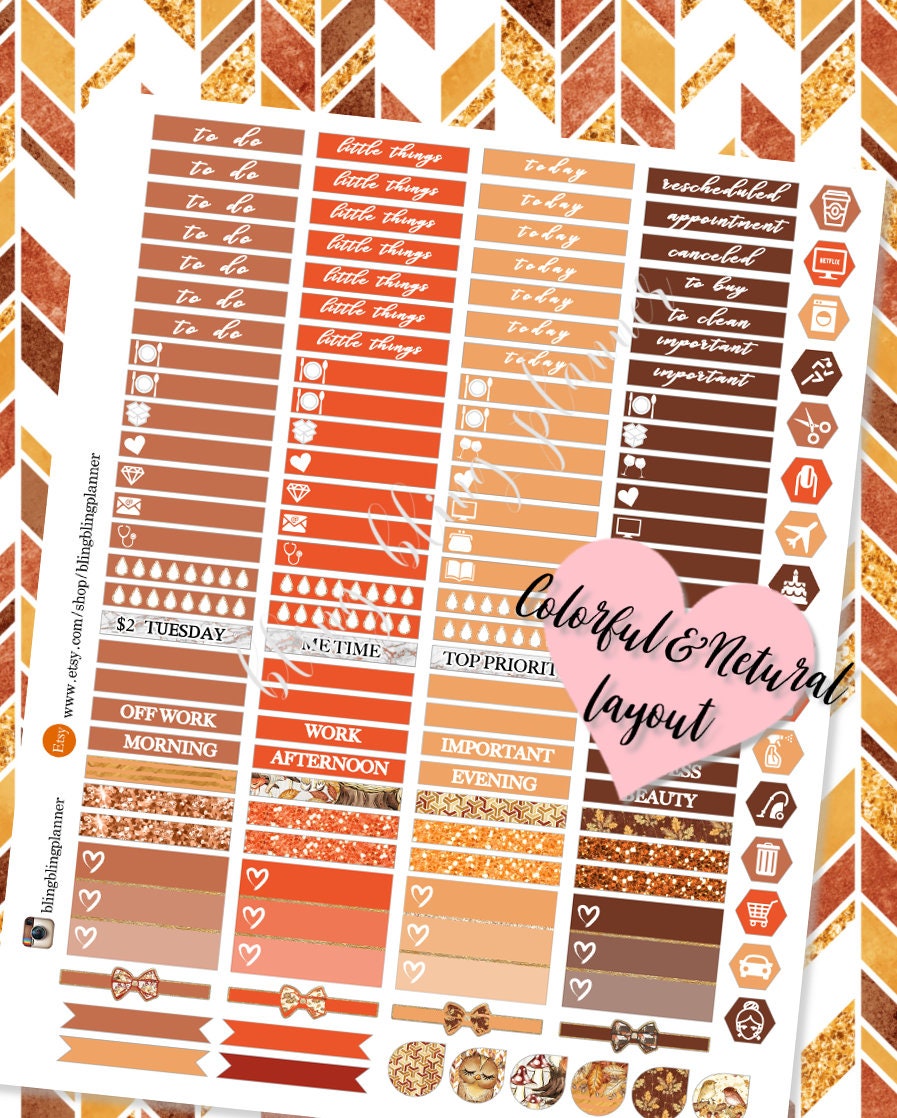 FOX PLANNER STICKERS Fall Printable Weekly Kit Autumn | Etsy