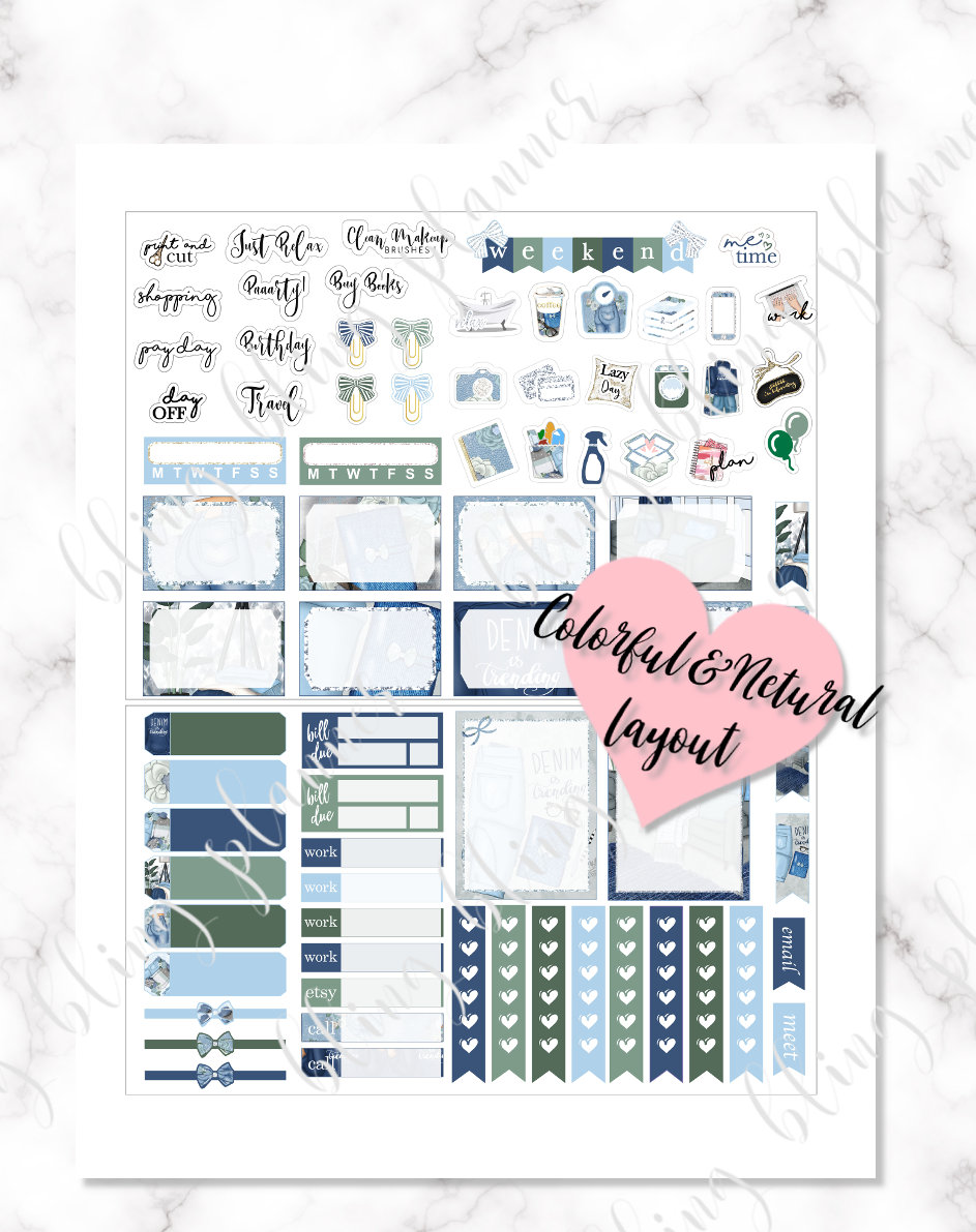 JEAN PRINTABLE PLANNER Stickers Jean Girl Planner Kit Jean - Etsy