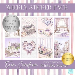 Valentijnsdag AFDRUKBARE planner sticker, zelfliefde afdrukbare erin condren stickers, afdrukbare deco stickers, BFF plakboek dagboekplanning