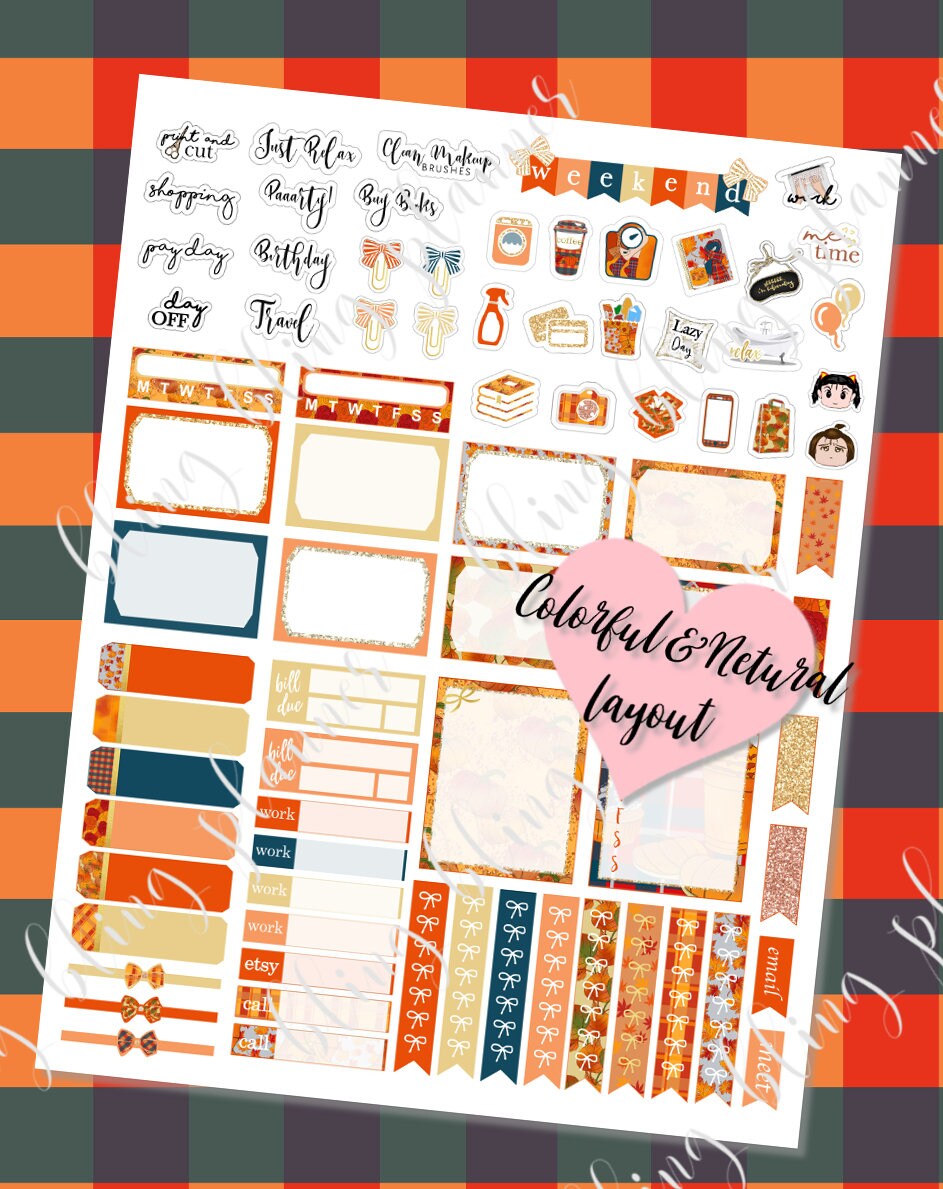 PUMPKIN PLANNER STICKERS Printable Planner Stickersfall | Etsy