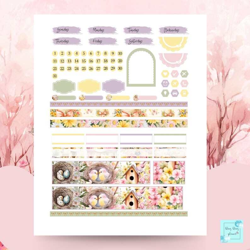 SPRING PRINTABLE PLANNER Stickers Weekly Erin Condren Weekly Kit April ...