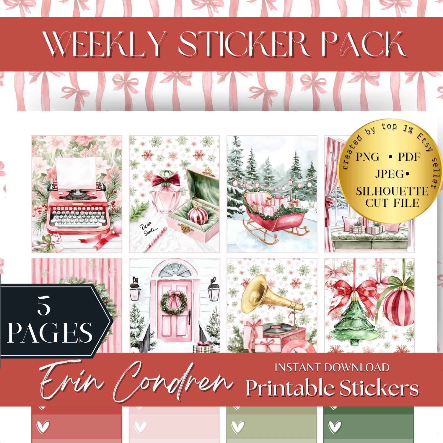 CHRISTMAS PRINTABLE Planner Stickers, Holiday Erin Condren Stickers ...