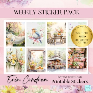 ADESIVOS DE PLANEJADOR DE Primavera para impressão Erin Condren Pacote de Páscoa Vertical Circut Silhouette cutfiles kit de adesivos semanais pacotes de adesivos de primavera