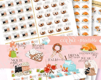 FALL BUCKET LIST-stickers, afdrukbare herfstemmerstickers, herfstplannerpictogrammen, afdrukbare functionele stickers, goodnotes-stickers, herfstdeco