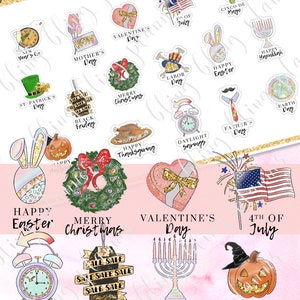 CALENDAR HOLIDAY Planner Stickers, Printable holiday planner stickers, US holiday stickers, all-year-around holiday stickers, goodnotes image 2