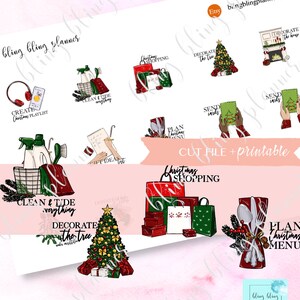 WEIHNACHTSPLANUNG STICKER, druckbare Weihnachtseimer Aufkleber, schmücken Weihnachtsbaum Aufkleber, Einkaufsaufkleber, druckbare Weihnachtsaufkleber