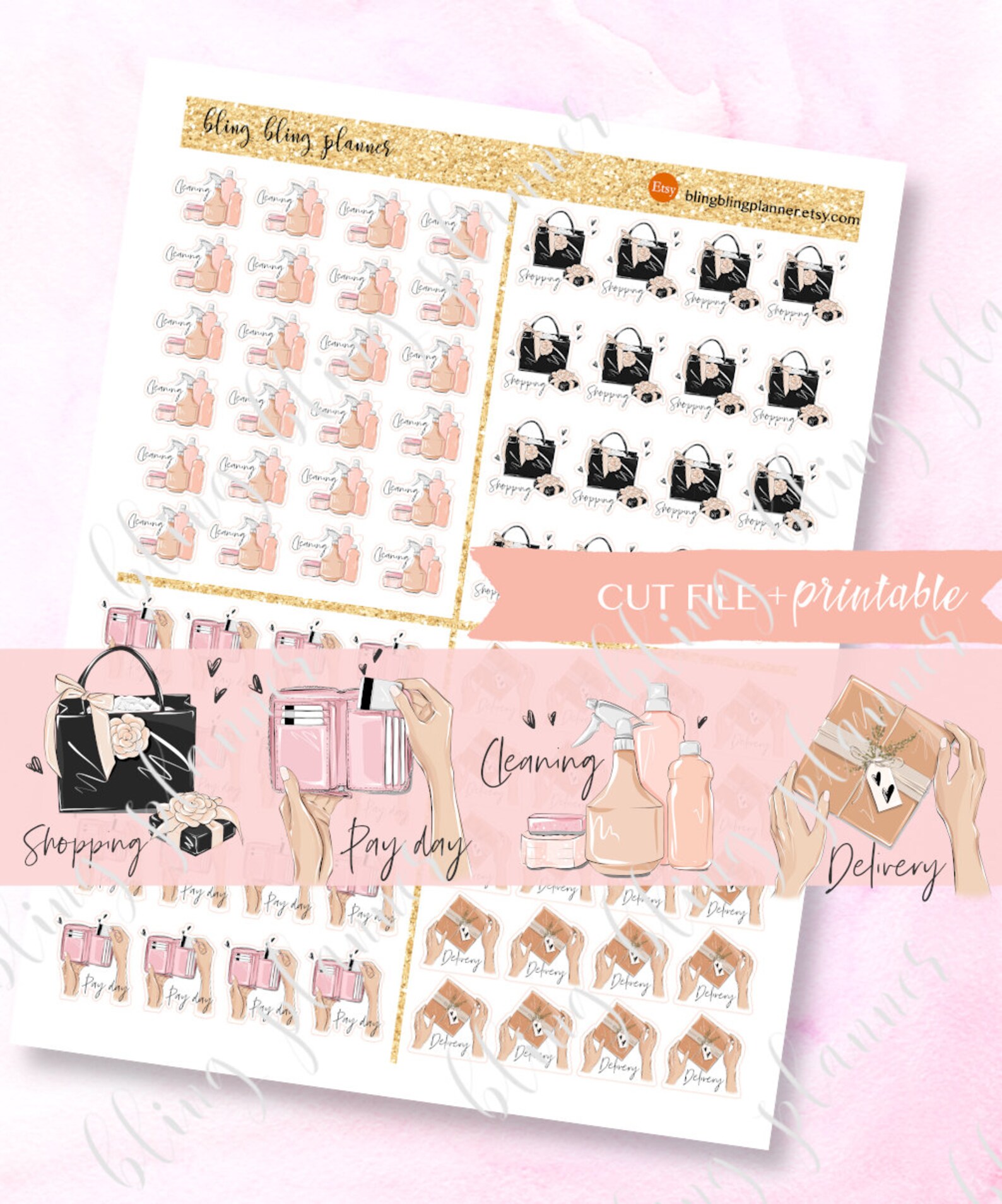 GENERAL PLANNER STICKERS, Grocery Planner Icon, Printable Cleaning ...