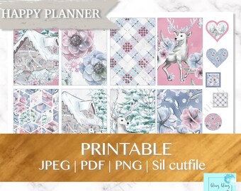 WINTER Happy PLANNER STICKER Kit, printable happy planner sticker set, winter sticker kit, printable winter stickers, winter deer stickers