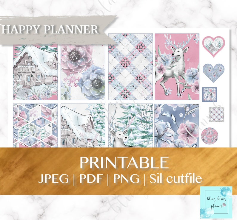 WINTER Happy PLANNER STICKER Kit, Printable Happy Planner Sticker Set ...