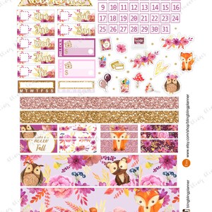 FOX PLANNER STICKERS, Fall Printable Weekly Kit, Autumn Sticker Kit ...