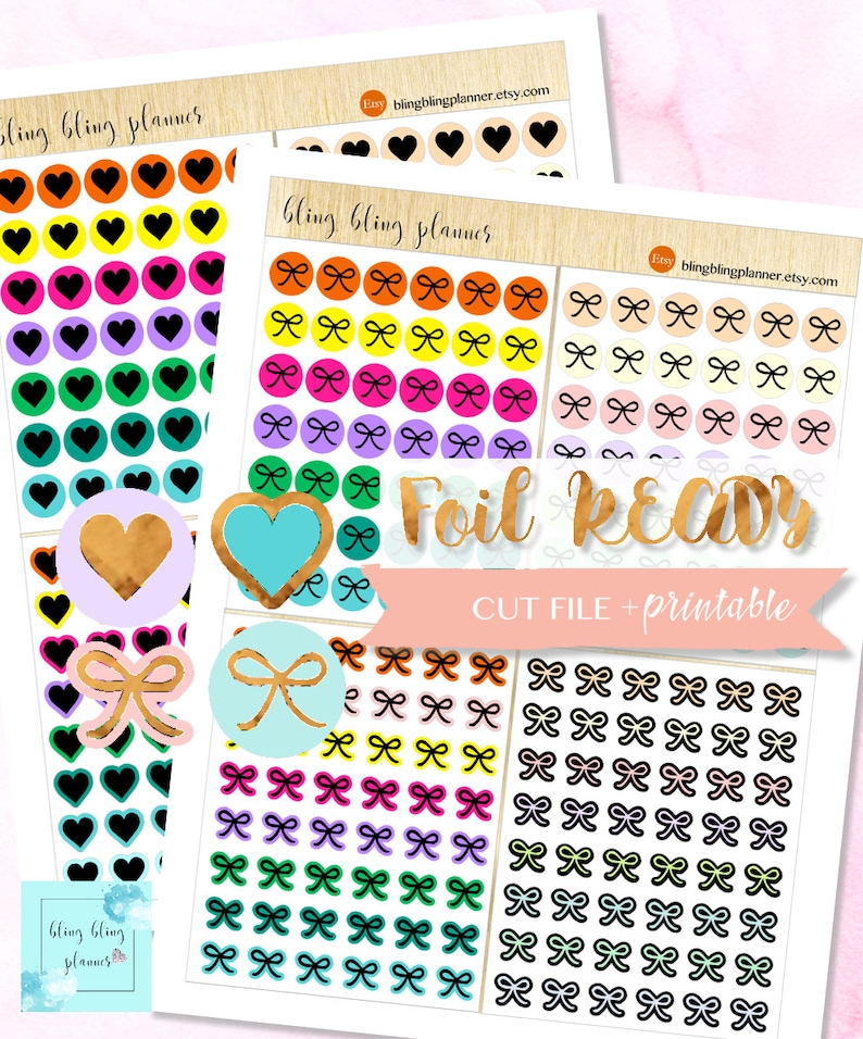 FOIL READY Printable Stickers Bow Printable Stickers Foil Etsy FOIL READY Printable Stickers Bow Printable Stickers Foil Etsy