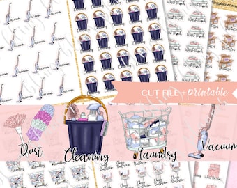 CLEANING ICON PLANNER Stickers, Printable Functional icons, printable cleaning stickers, spring cleaning deco, functional planner stickers