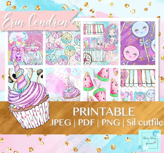 SWEET PRINTABLE PLANNER Stickers, Summer Printable Stickers, cute planner stickers, for Erin Condren, ec printable weekly, printable sticker