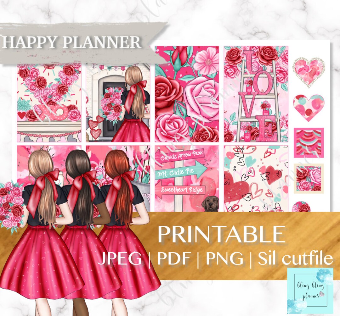 VALENTINES DAY PRINTABLE Happy Planner Stickers, Happy Planner February ...