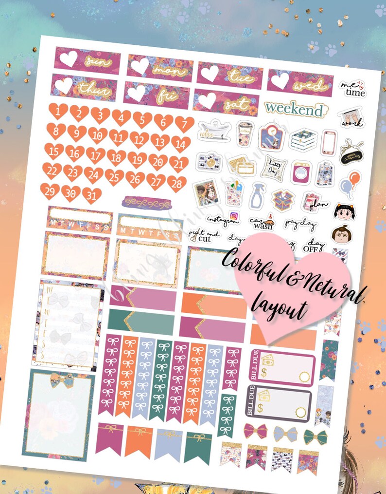 CAT PRINTABLE PLANNER Stickers Printable Planner Stickers | Etsy