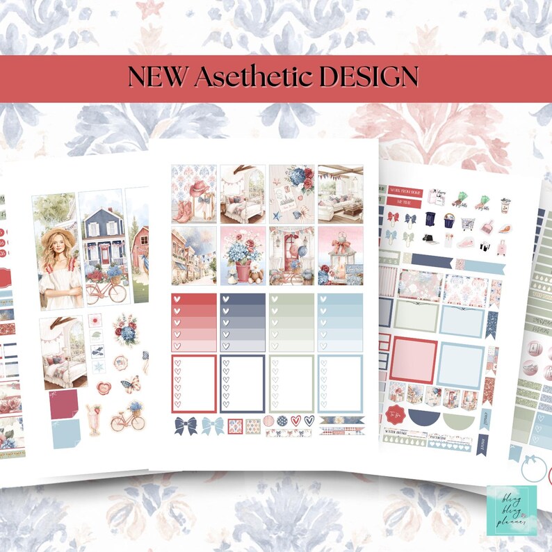 July 4th Erin Condren Printable Planner Stickers: Independence Day ...