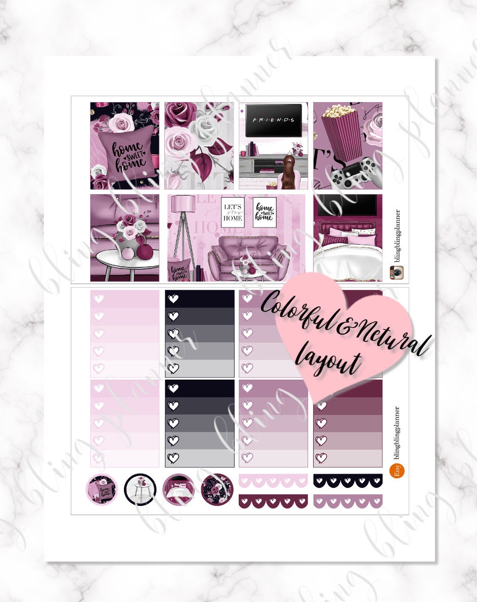 SWEET HOME Planner STICKERS, Printable Sticker Kit, Stay at Home ...