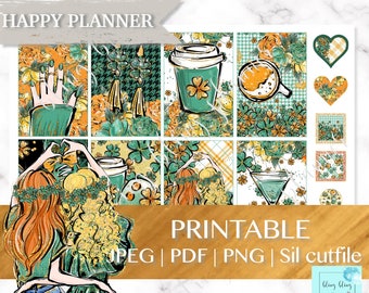 HAPPY PLANNER printable planner stickers, St Patrick Planner Kit, Happy Planner St Patty Stickers, goodnotes sticker kit, Printable weekly