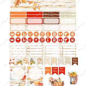 NOVEMBER MONTHLY KIT, Printable Fall Stickers, Monthly Spread, Erin ...