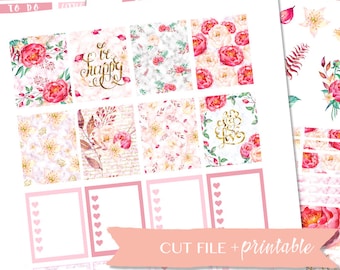FLORAL STICKER KIT, Floral Planner Stickers, Spring Planner Stickers, Planner Sticker Kit, Printable Weekly Kit, Spring Planner Kit, Peony