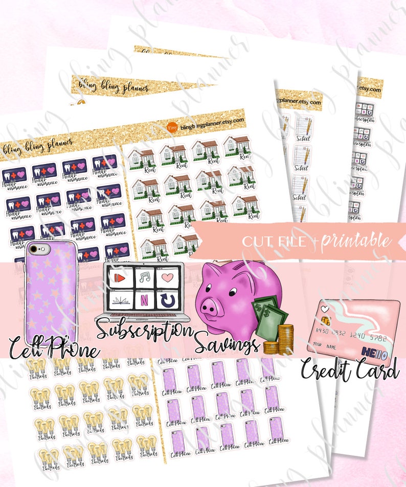 BIll PLANNER STICKERS Printable bill planner sticker | Etsy