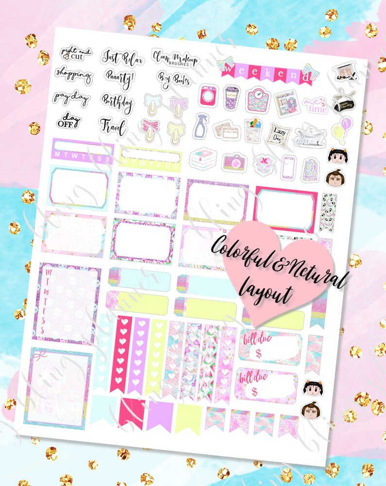 SWEET PRINTABLE PLANNER Stickers, Summer Printable Stickers, cute planner stickers, for Erin Condren, ec printable weekly, printable sticker image 6