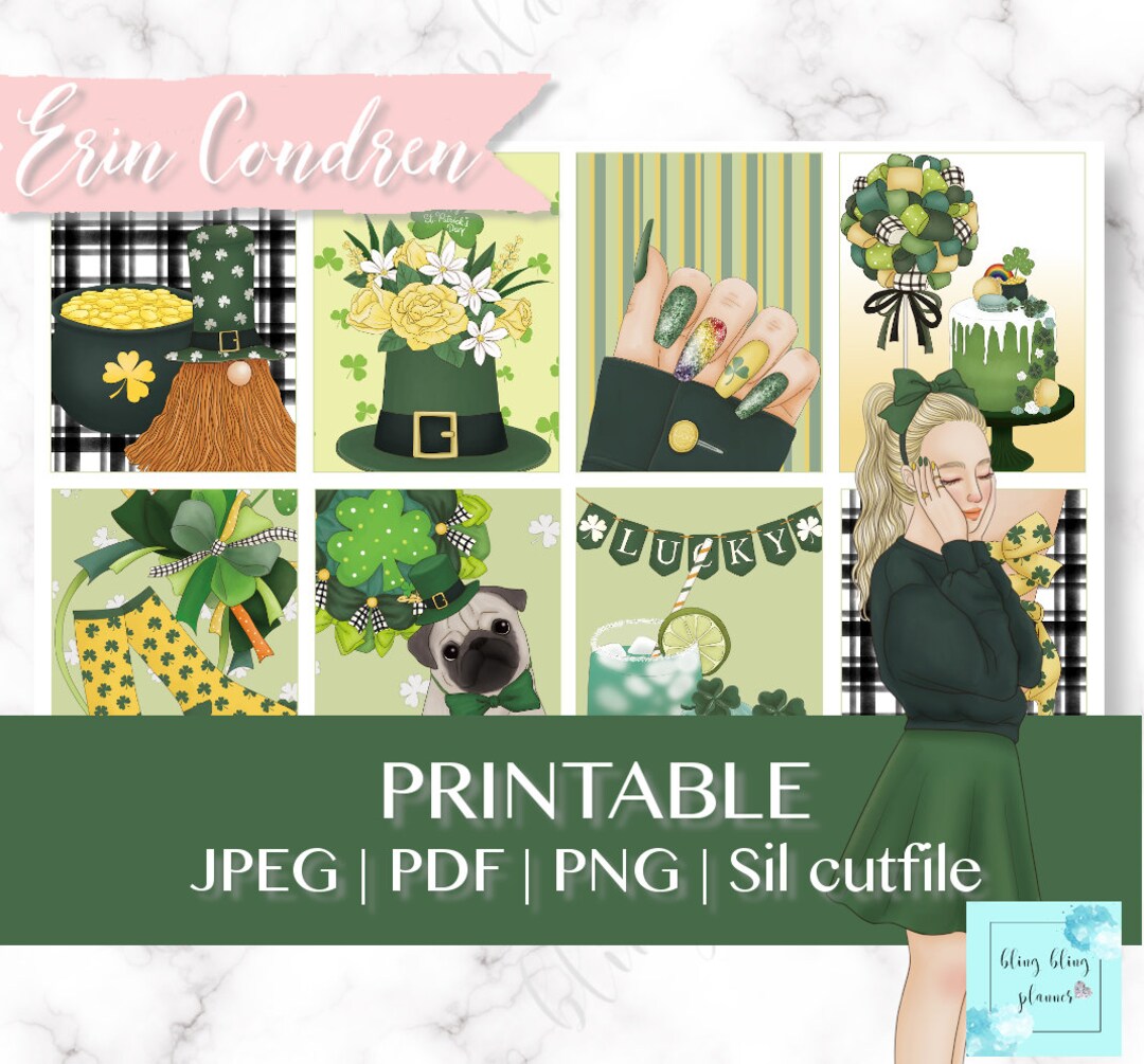 PRINTABLE St PATRICKS DAY Planner Kit, St Patty Girl Planner Stickers ...