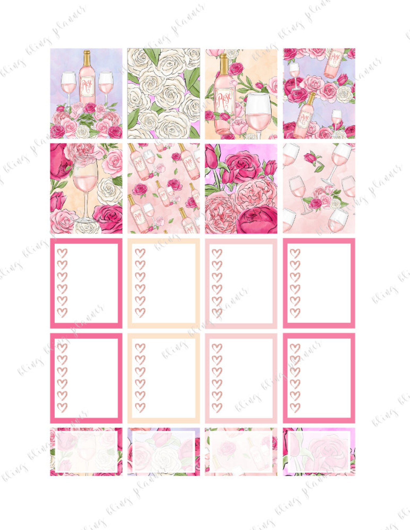 WINE PLANNER STICKERS Rose Planner Stickers Weekly Kit - Etsy