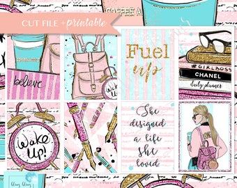 Mädchen-BOSS-Aufkleber, digitale Sticker, Planer Mädchen Aufkleber Kit, Planer Kit, zurück zu Schule-Aufkleber, Aufkleber-Kit für Erin condren