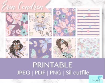 FAIRY PRINTABLE PLANNER Stickers, cute fairy Planner Sticker, spring ec printable weekly, flower planner stickers, butterfly printable kit
