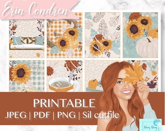 AUTUMN VIBES PLANNER Stickers, Printable Planner Sticker, Soft fall planner kit, pumpkin fall planner sticker, sunflower Erin Condren weekly