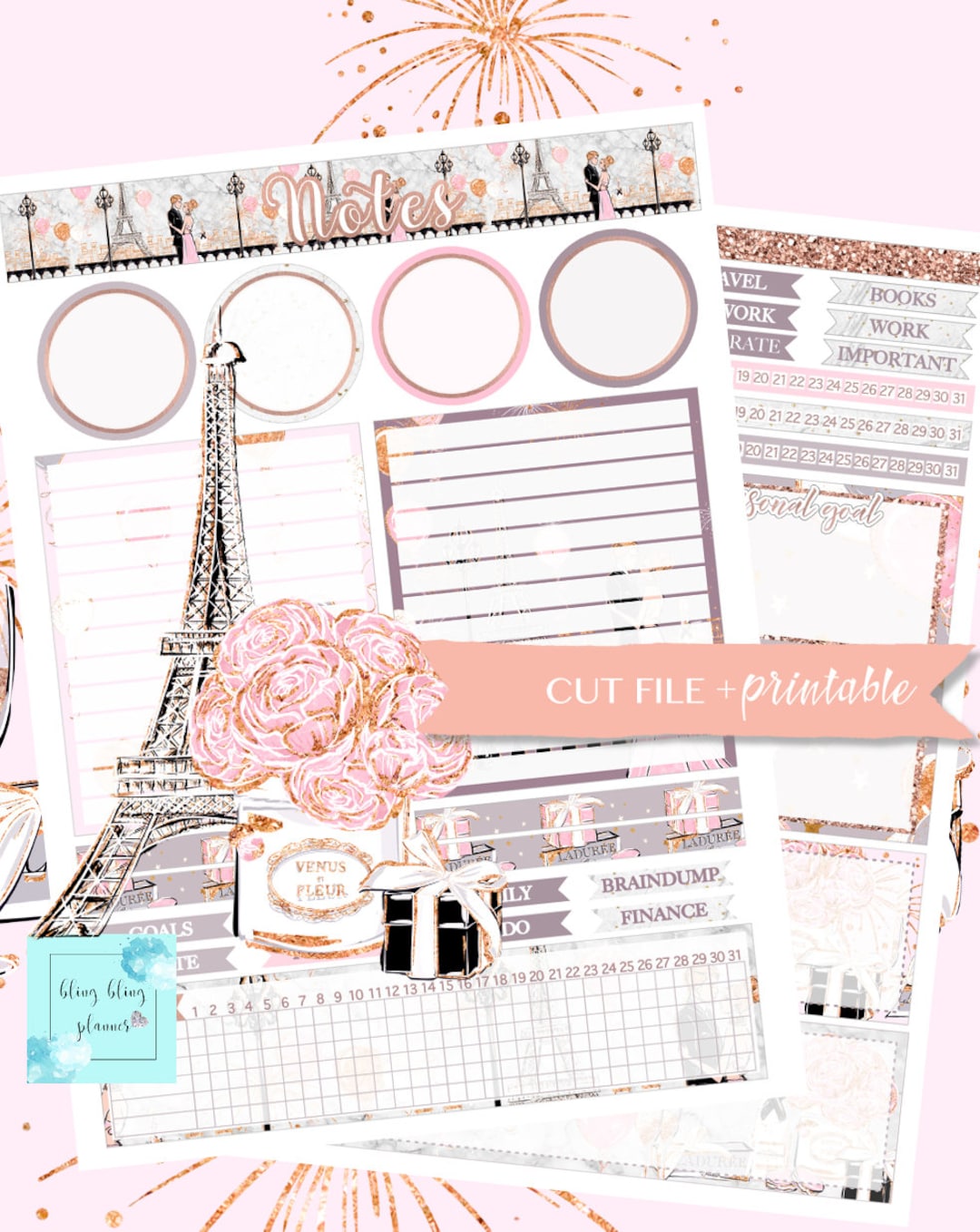 FEBRUARY NOTE PAGE Sticker, Valentine Day Note Page, February Monthly ...