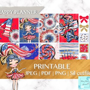 4th of JULY HAPPY PLANNER Stickers, independence day happy planner sticker, cute July 4th sticker, July Happy Planner Kit, goodnotes sticker